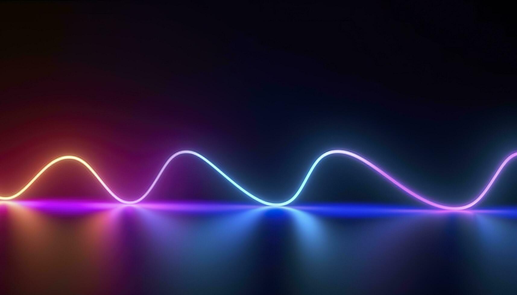 3d rendering, the abstract background of colorful neon wavy lines glowing in the dark. Modern simple wallpaper, generates ai photo