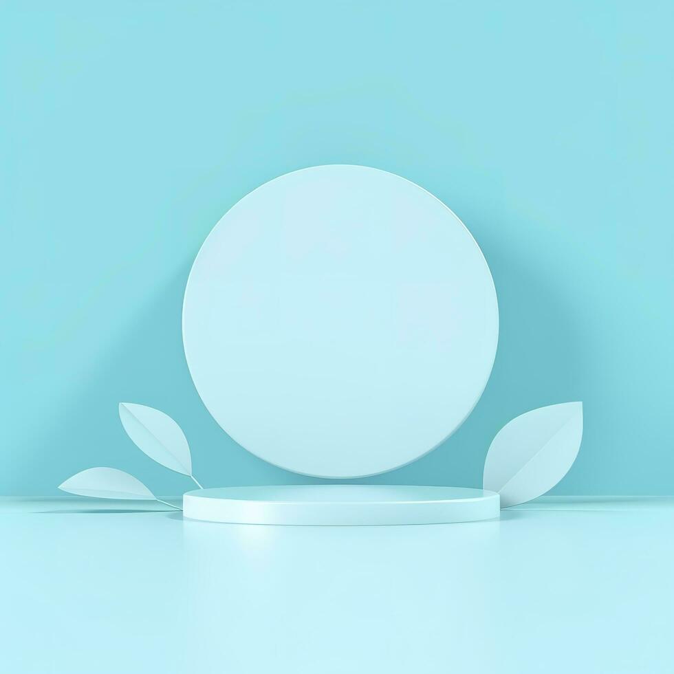 Minimal background. podium and blue background for product presentation. 3d rendering illustration. Luxury podium for product presentation 3d render, generate ai photo