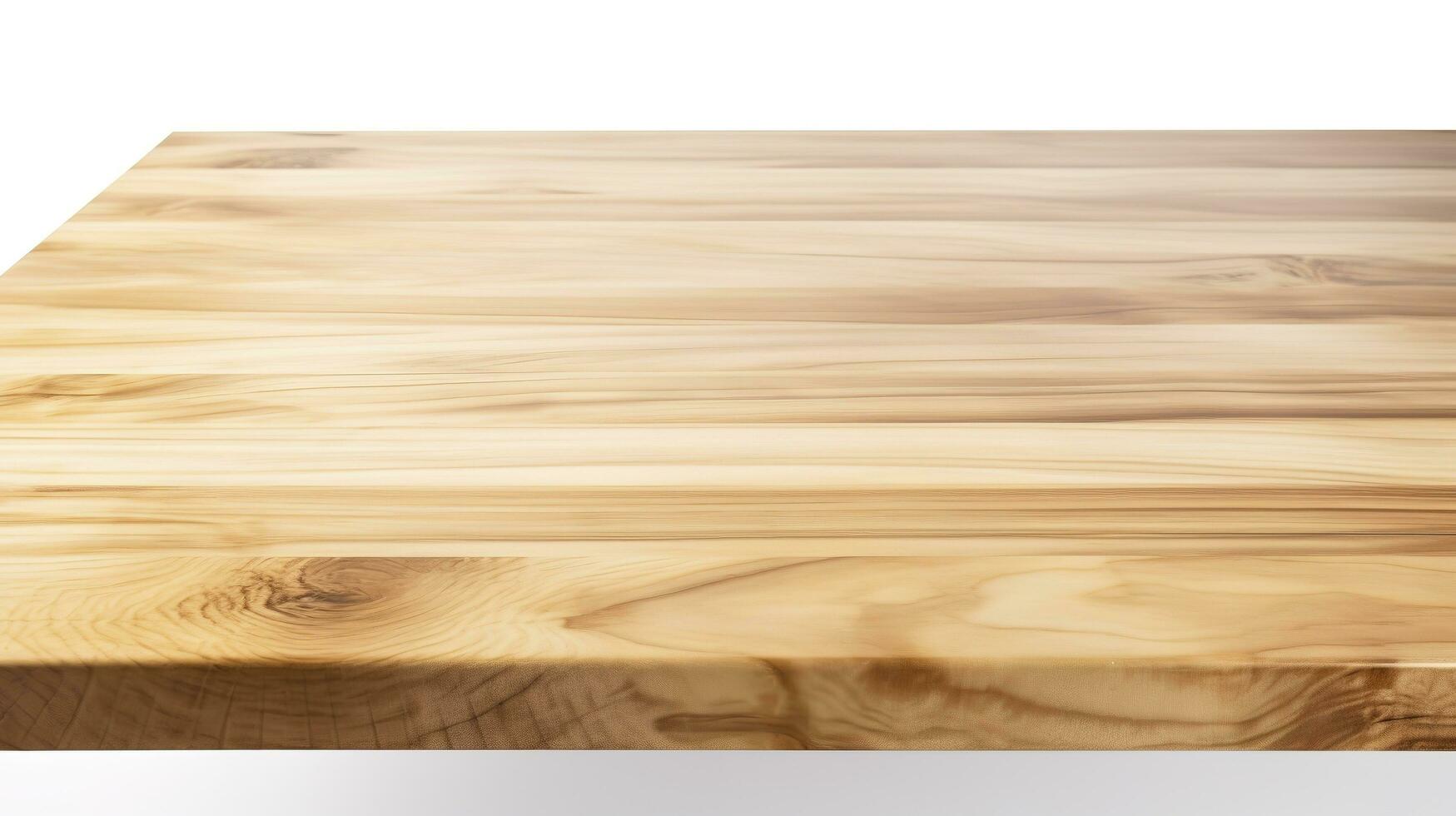 Empty wood table on isolated white background with display montage for product, generate ai photo