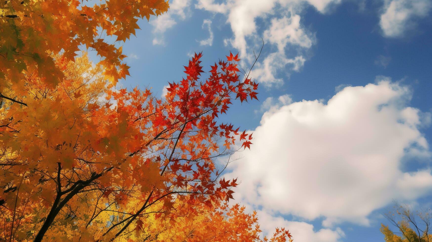 hermosa otoño paisaje con. vistoso follaje en el parque. que cae hojas natural fondo, generar ai foto