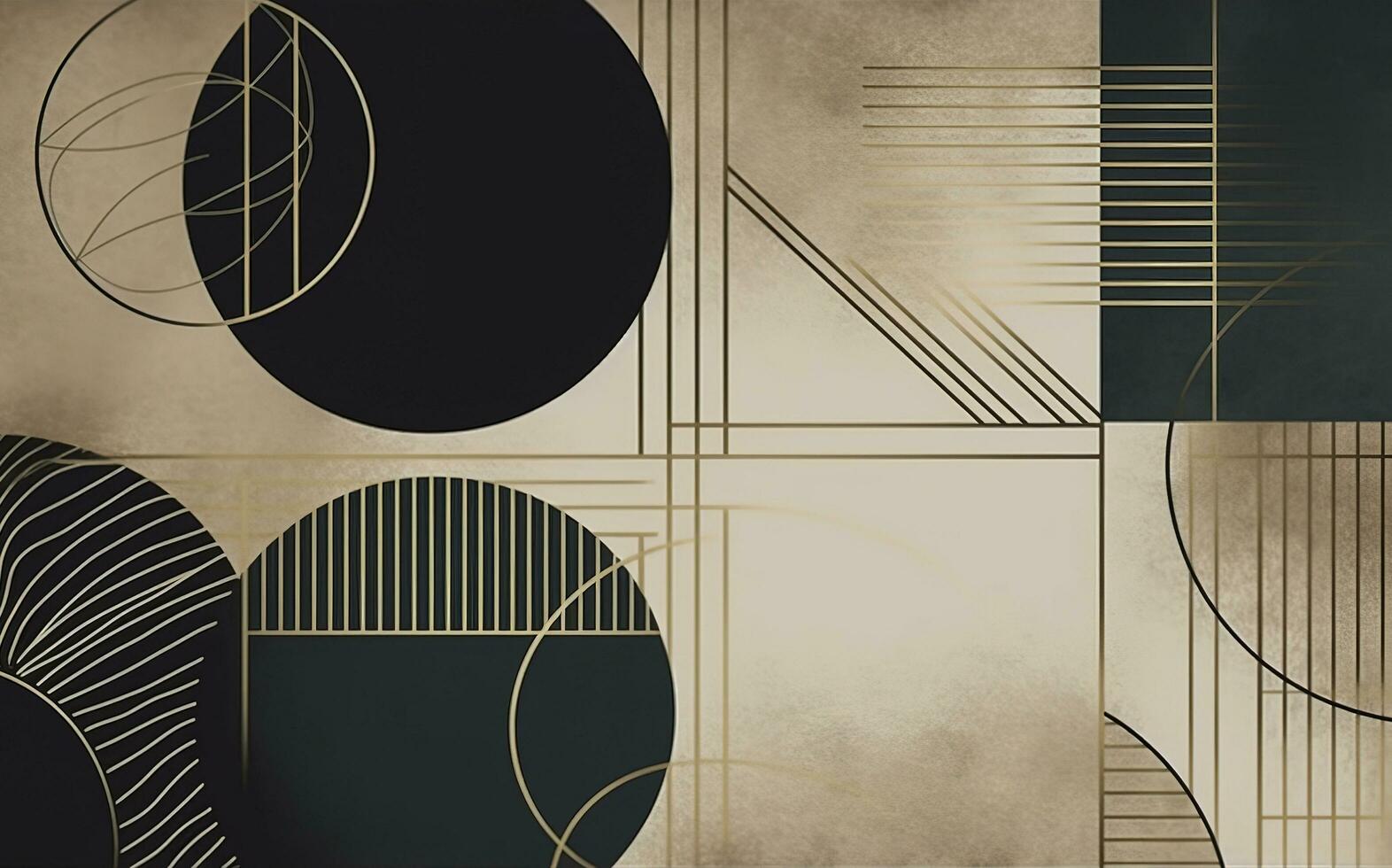 Golden abstract art geometric figures. Stylish modern wall art for wall decoration, wallpaper, murals, carpets, hanging pictures, generate ai photo