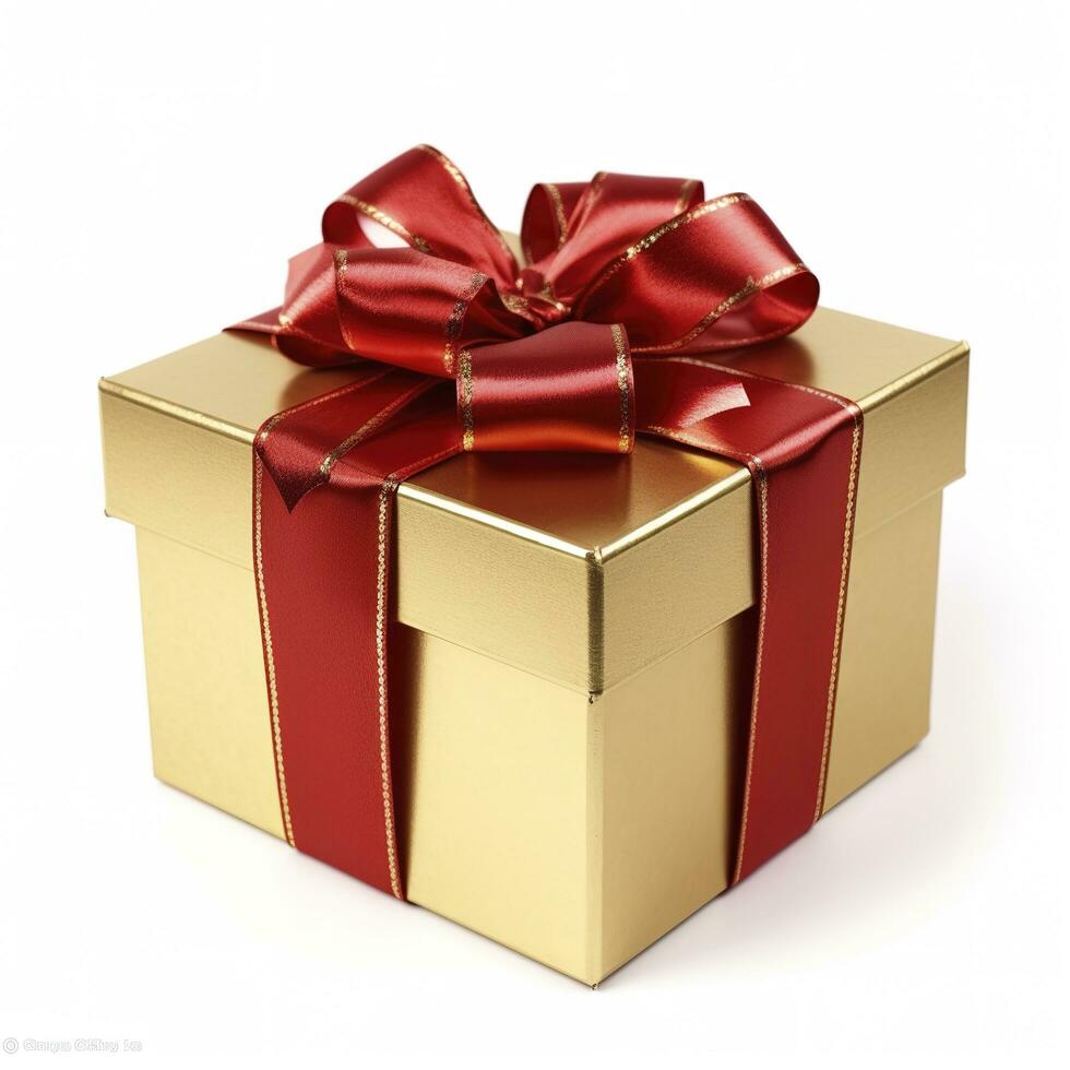 Golden gift box isolated on a white background , generate ai photo