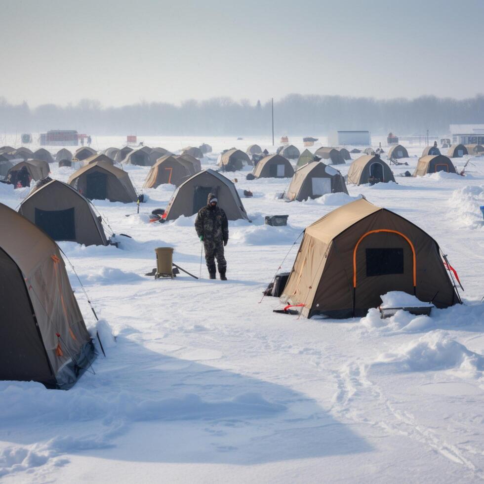 ice fishing in tent winter championship sport photo