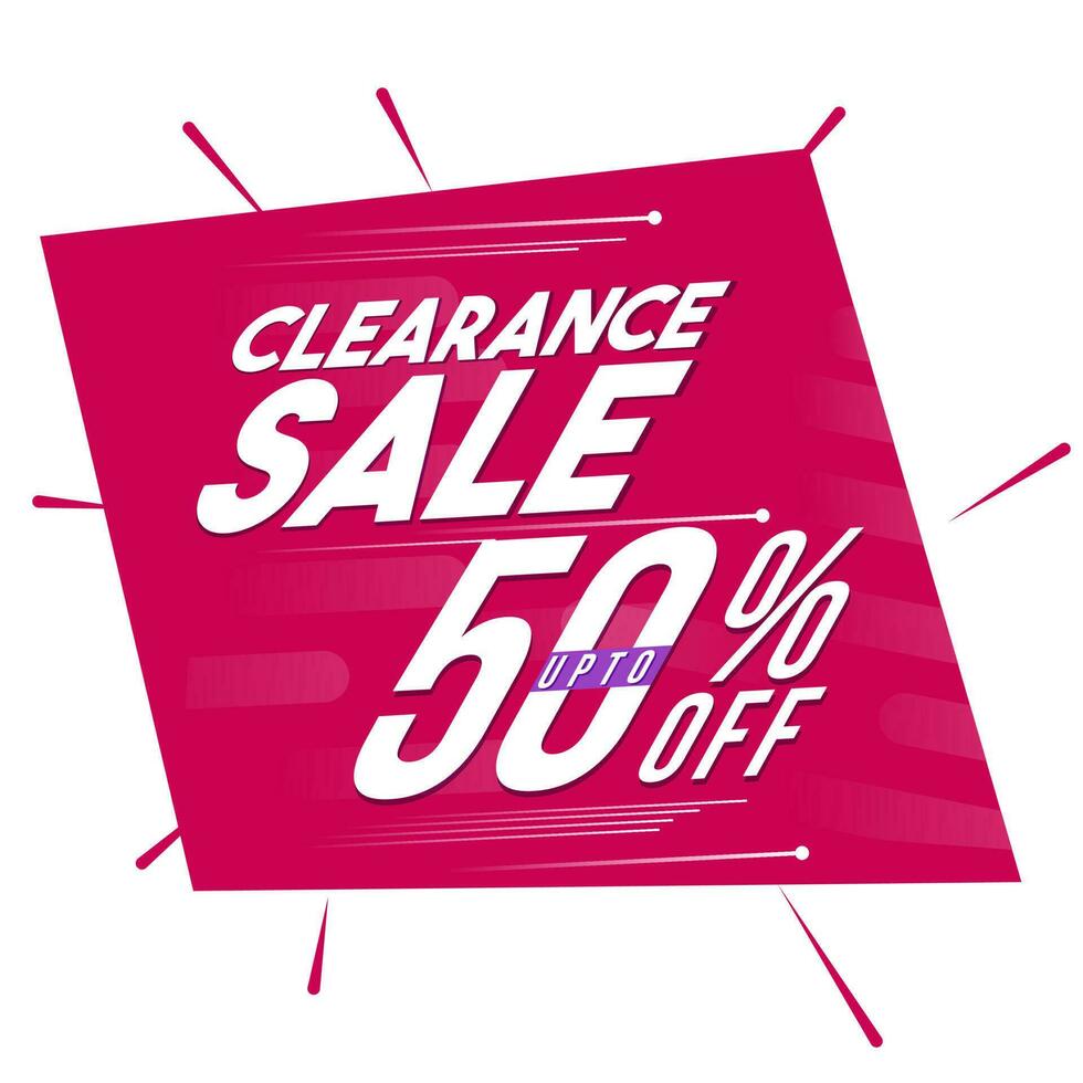 Decorated banner or poster design with text Clearance Sale for 50 percent off percent offer. vector