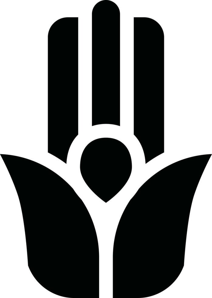 Buddhism hand sign in black and white color. vector