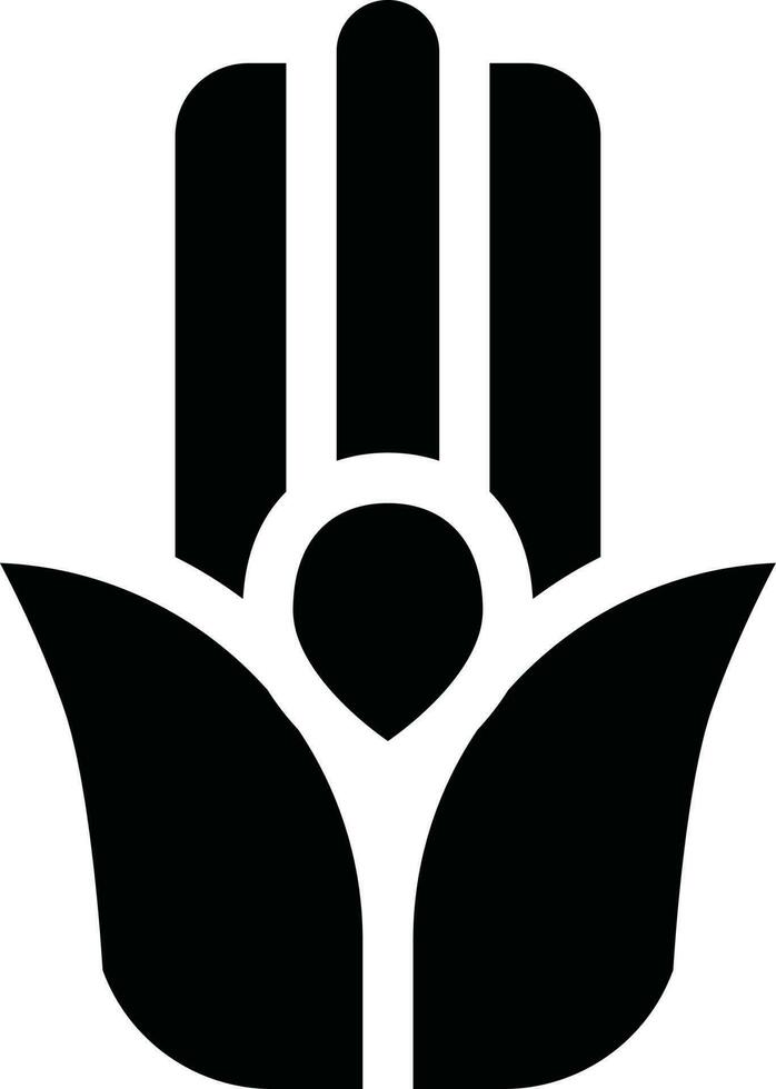 Buddhism hand sign in black and white color. vector