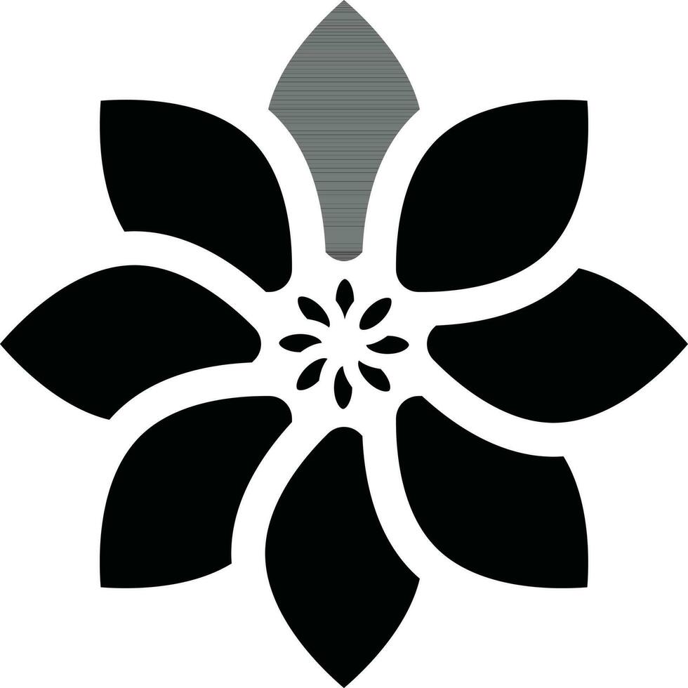 negro y blanco flor icono en plano estilo. vector