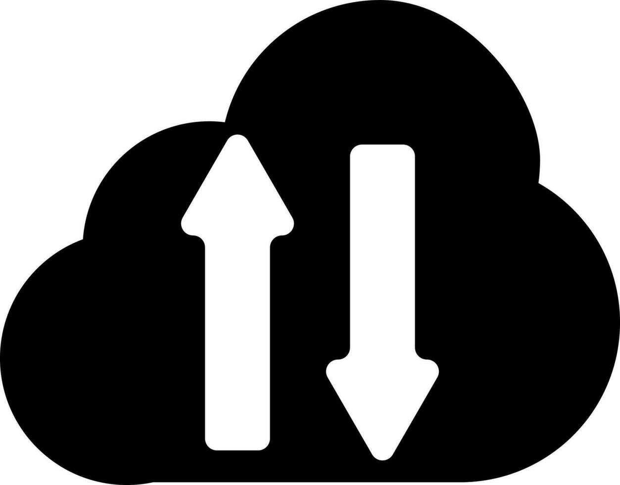 Cloud data storage icon in black and white color. vector