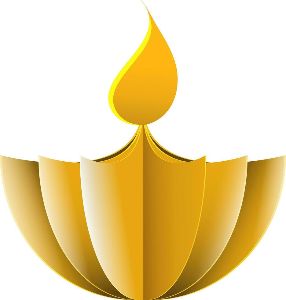 Creative oil lamp Diya made by golden origami paper. vector