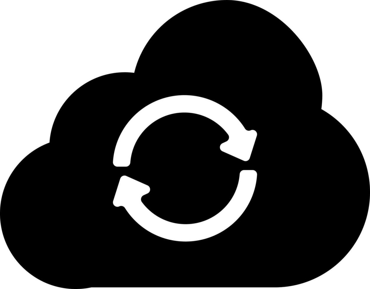 nube sincronizar o recargar icono en negro y blanco color. vector