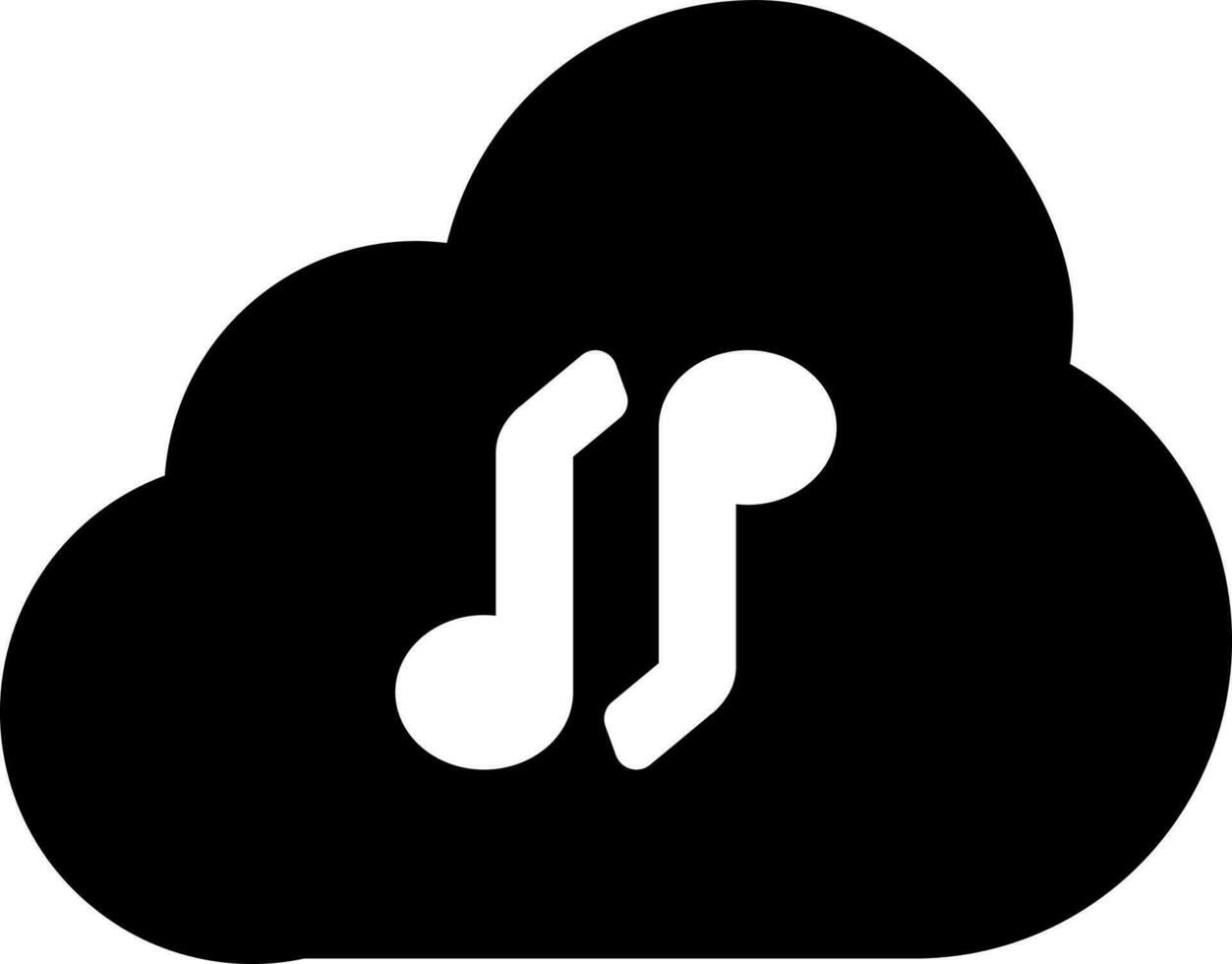 Cloud music icon in black and white color. vector