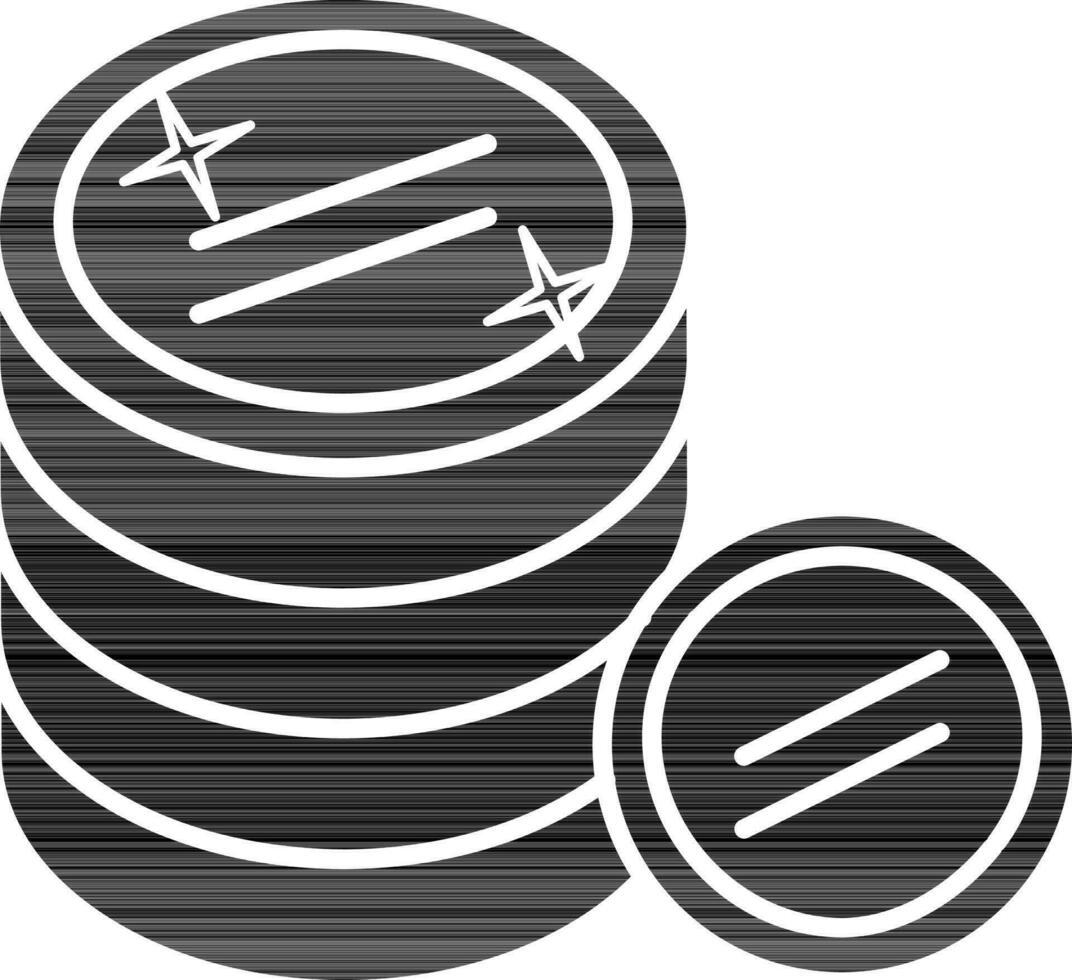 black and white illustration of Coin Stack of Cash Money icon. vector