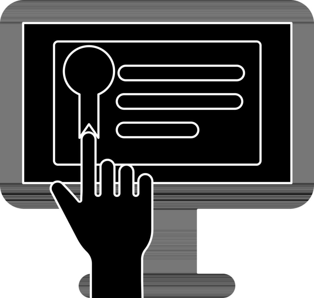 Flat Style Hand Touch Certificate Monitor Screen glyph icon. vector