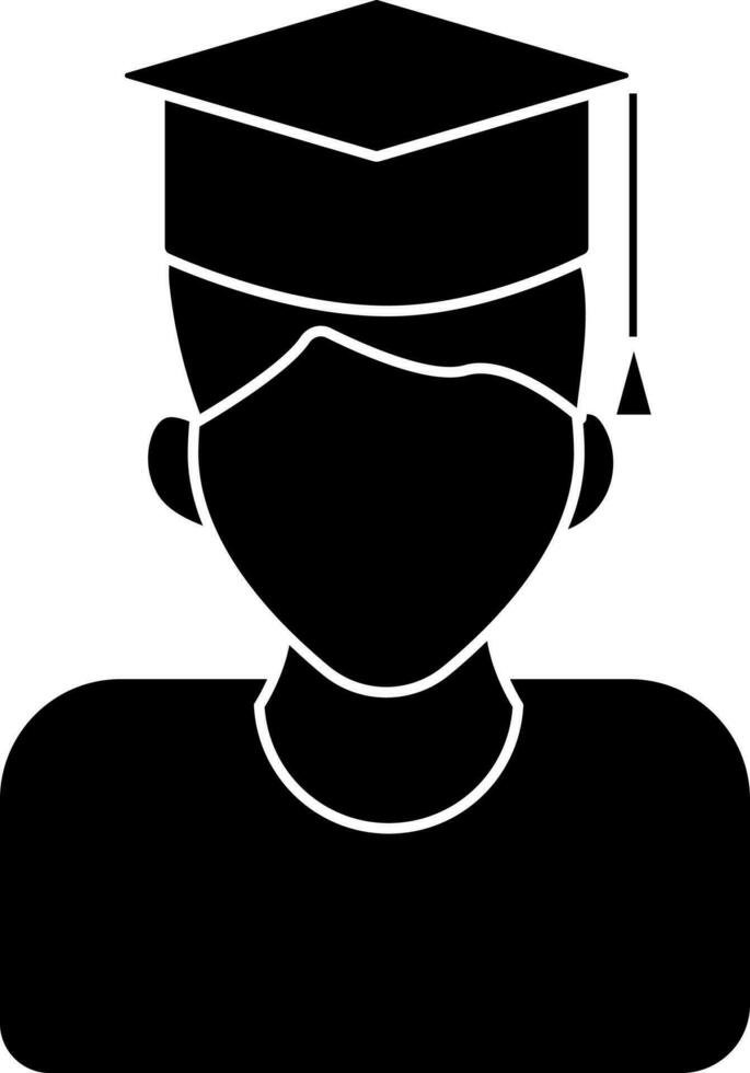 Graduation Boy Wearing Mortarboard glyph icon in flat style. vector