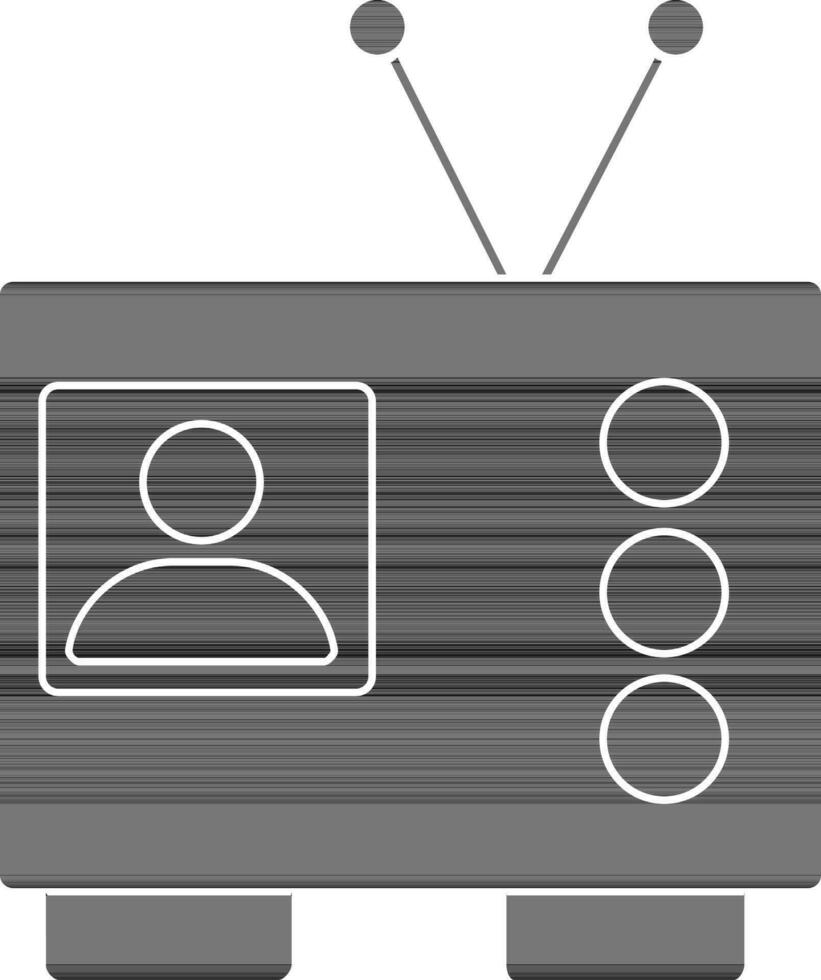 black and white retro style television. vector