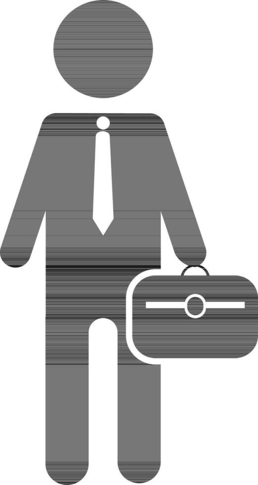 Character of faceless man holding briefcase. vector