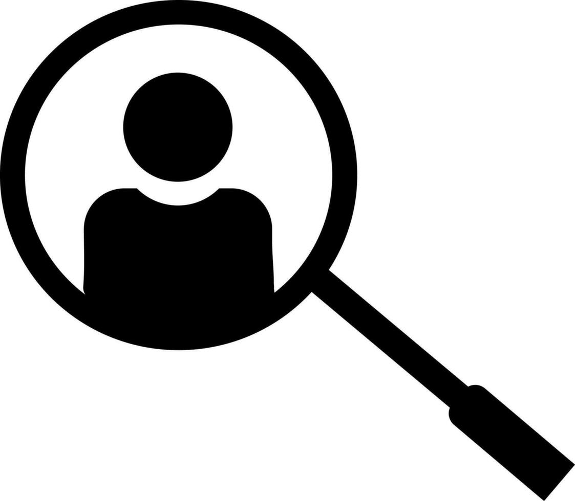 Character of man icon in magnifying glass. vector