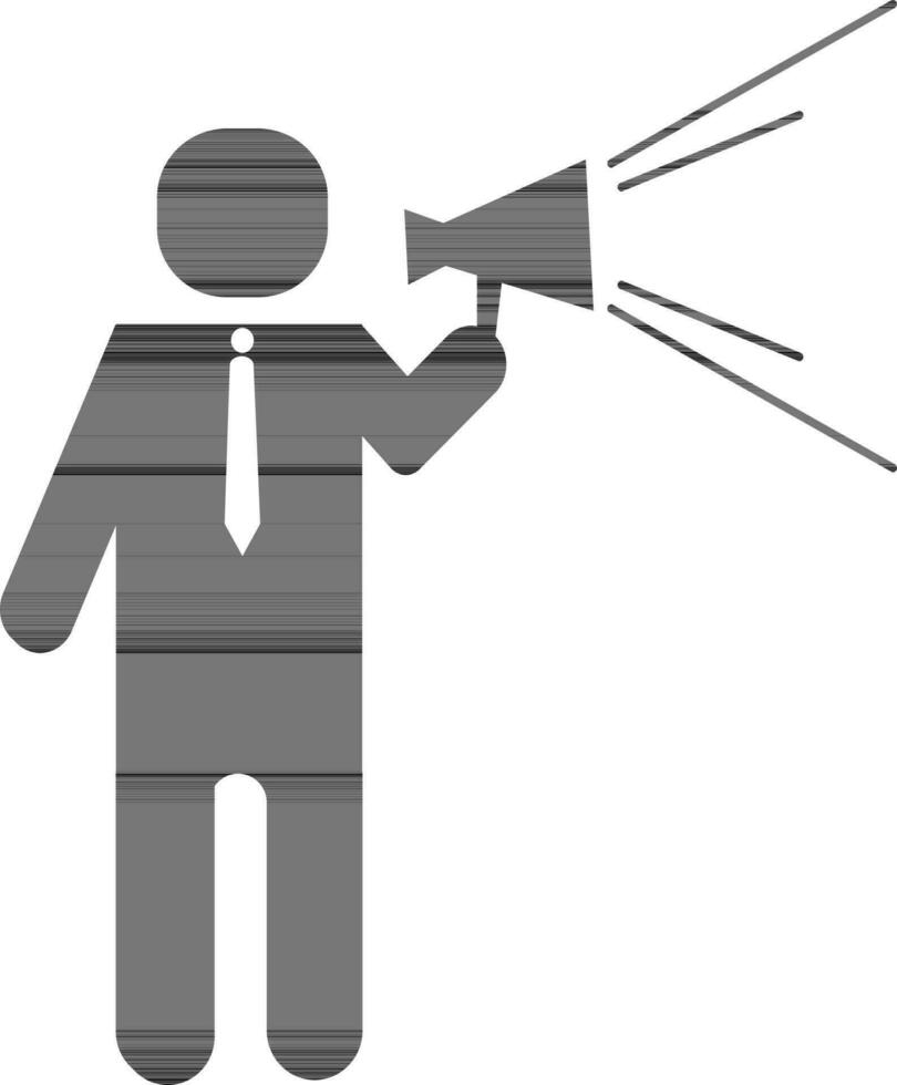 Character of faceless man holding megaphone. vector