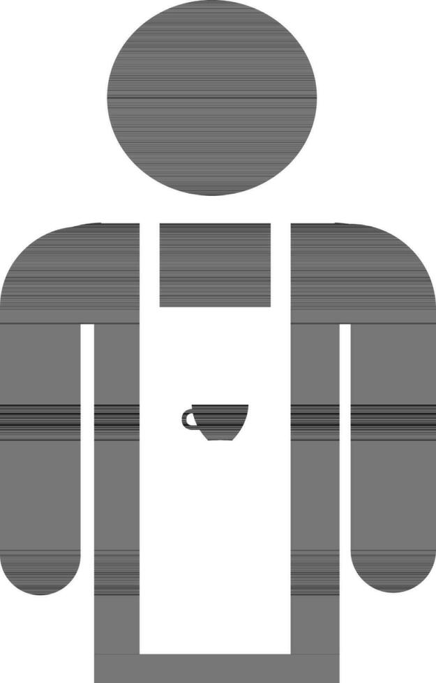 Character of black and white faceless man wearing apron. vector