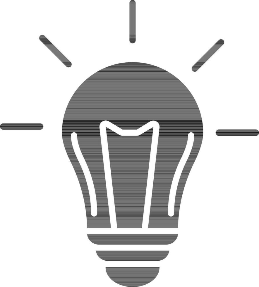 black and white illustration of light bulb or idea concept. vector