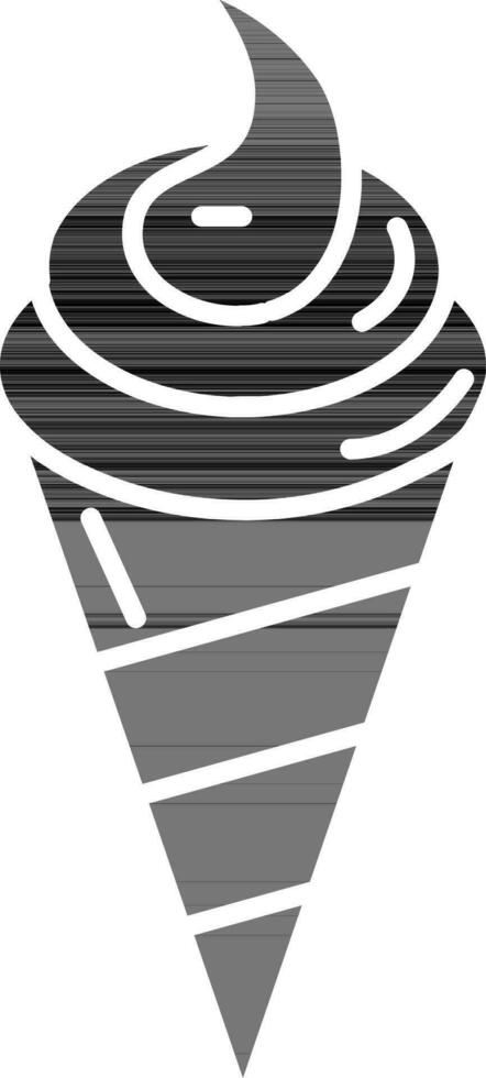 hielo crema cono icono icono en negro y blanco color. vector