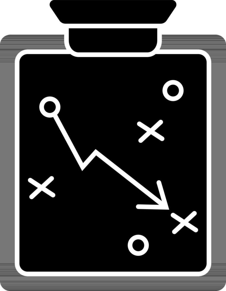 black and white illustration of strategy clipboard icon. vector