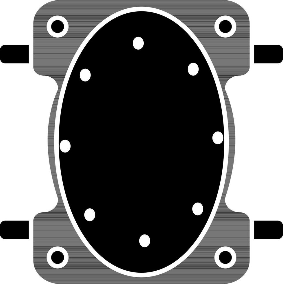 black and white illustration of knee pad icon. vector