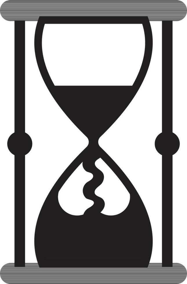 black and white hourglass in flat style. vector