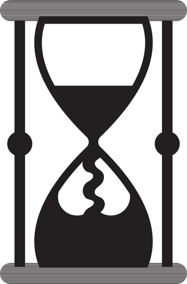 negro y blanco reloj de arena en plano estilo. vector