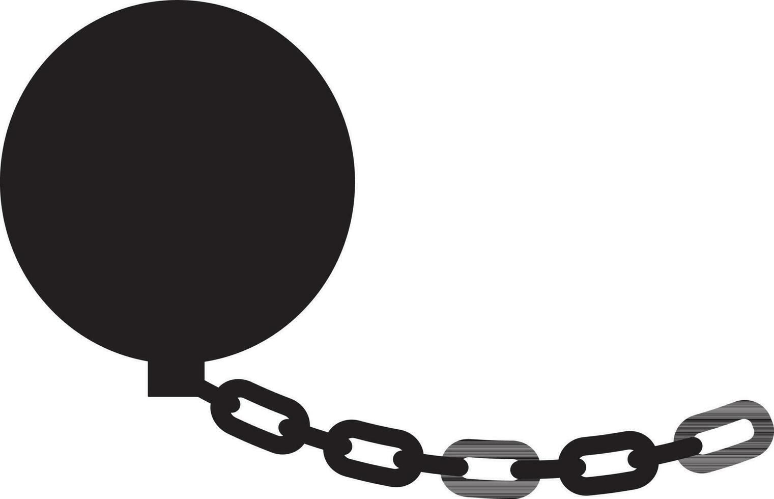 negro pelota con cadena en blanco antecedentes. vector