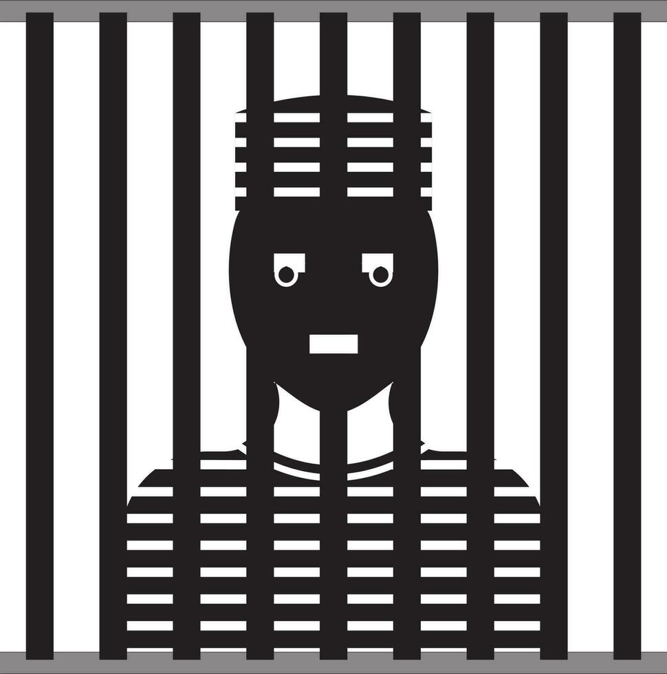 Character of man in black prison. vector