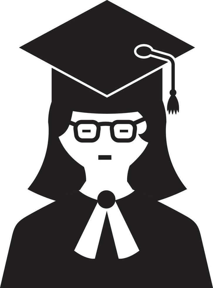 Character of lady wearing mortarboard. vector