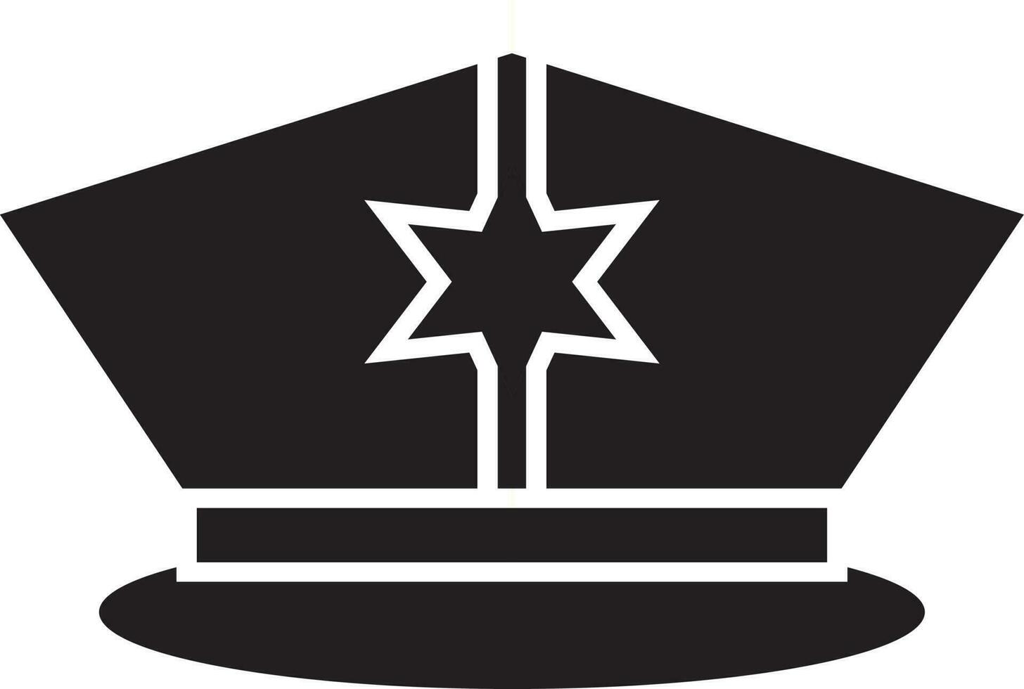black and white police hat with star badge. vector