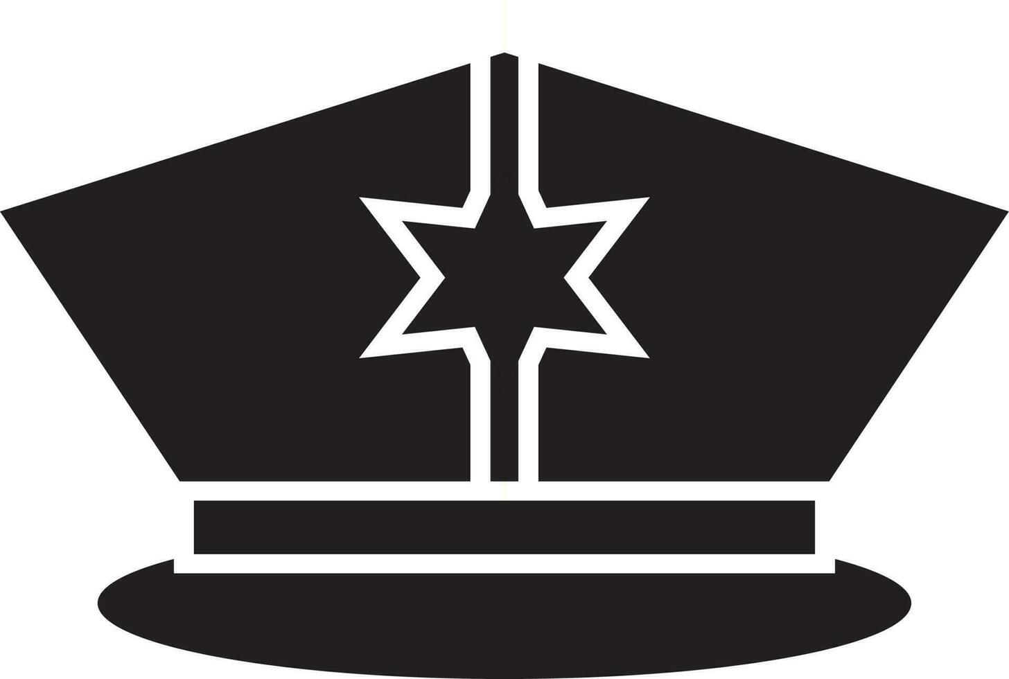 negro y blanco policía sombrero con estrella insignia. vector