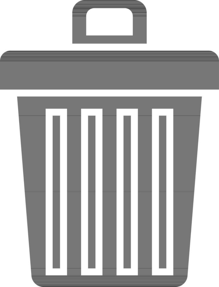 black and white illustration of dustbin icon. vector