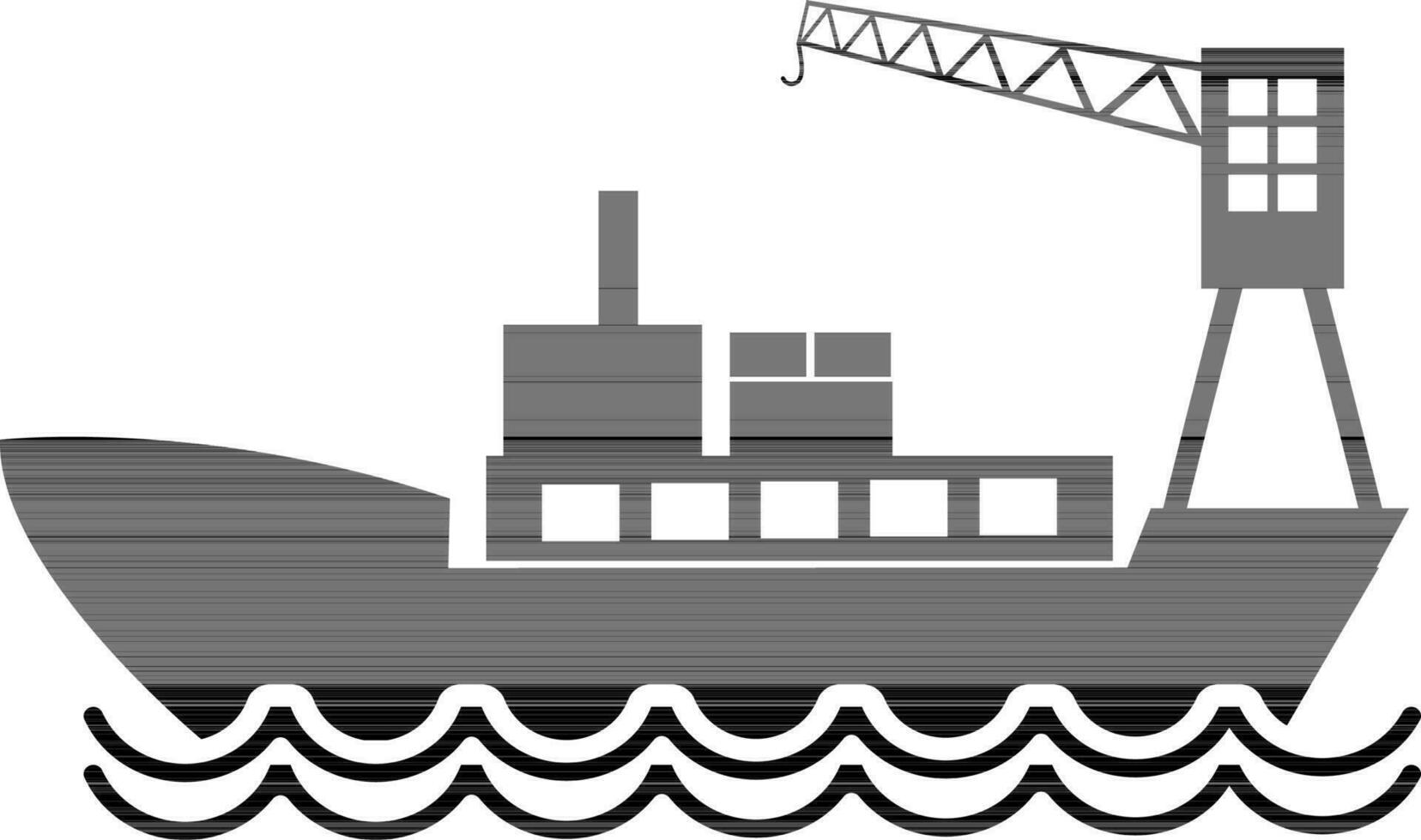 Black and white ship. vector