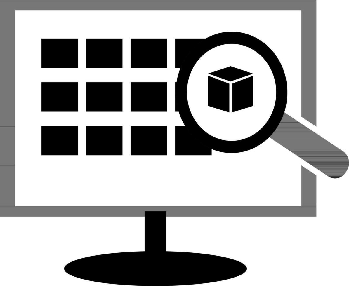 Black delivery boxes search in computer. vector