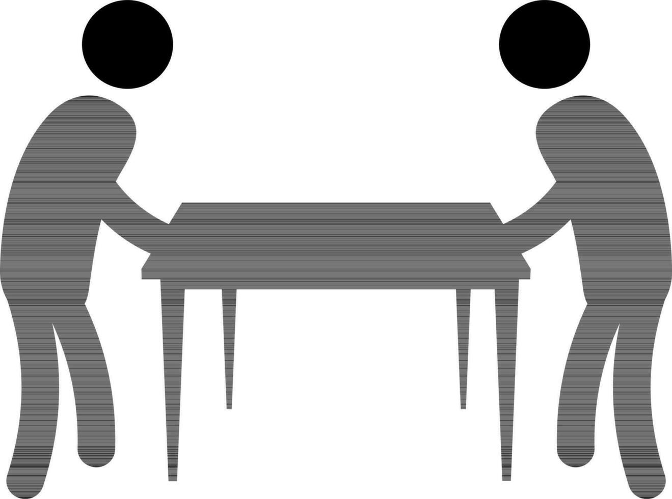 Black character of faceless men holding table in hand. vector