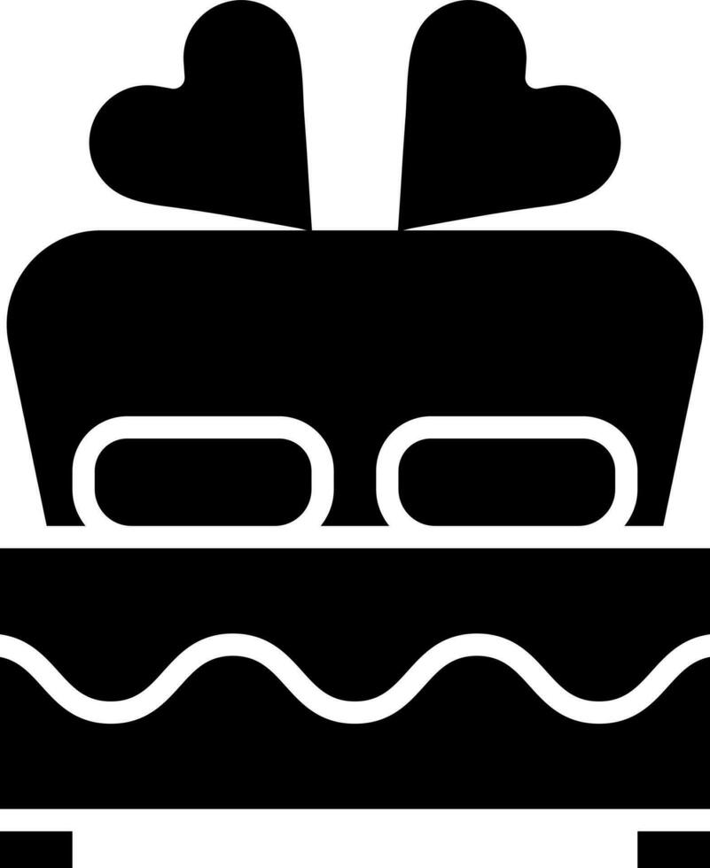 Flat style Hearts on Bed icon in black and white color. vector