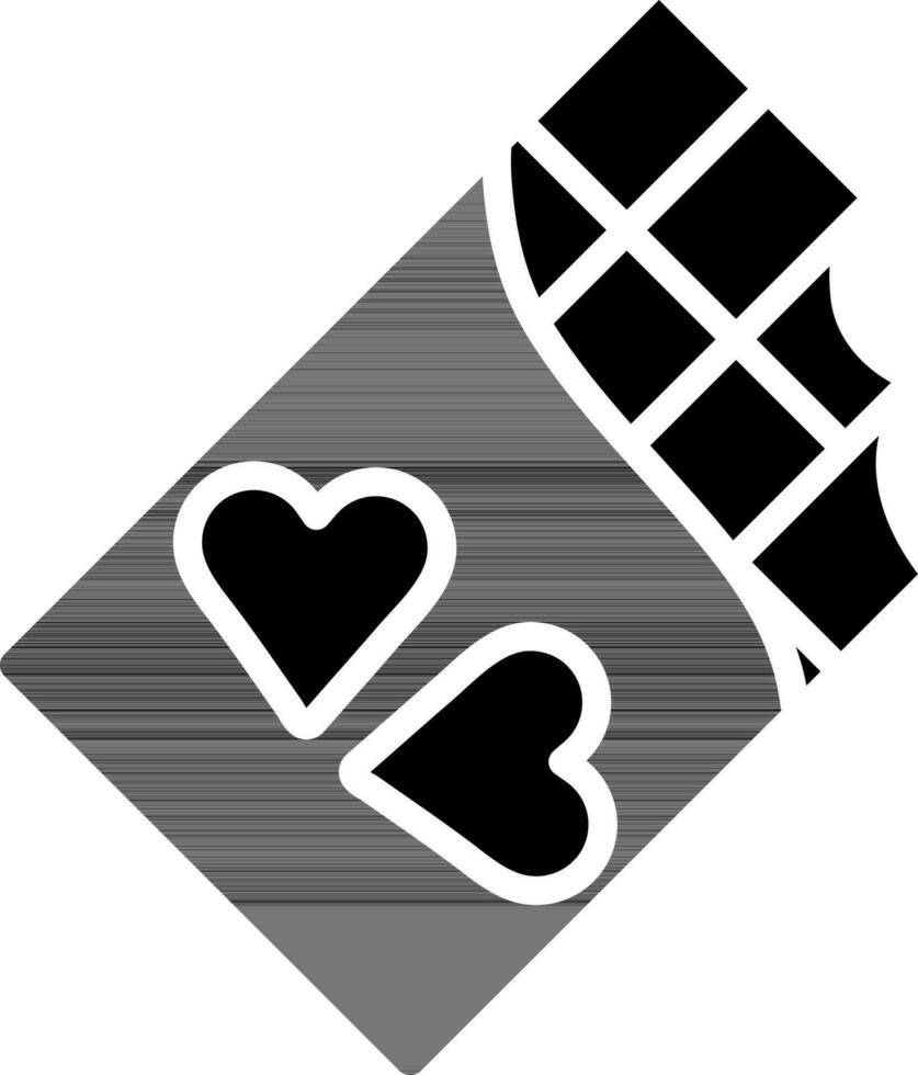 black and white Loving Chocolate icon in flat style. vector