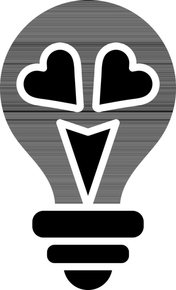 Flat style Hearts in light bulb glyph icon. vector