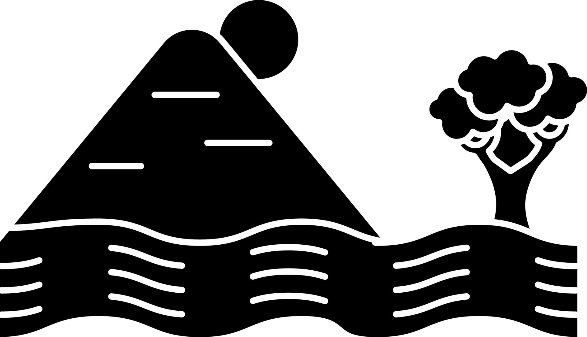 Landscape Of Sun Or Moon With Mountain And River Glyph Icon 24389029 landscape-of-sun-or-moon-with-mountain-and-river-glyph-icon-24389029