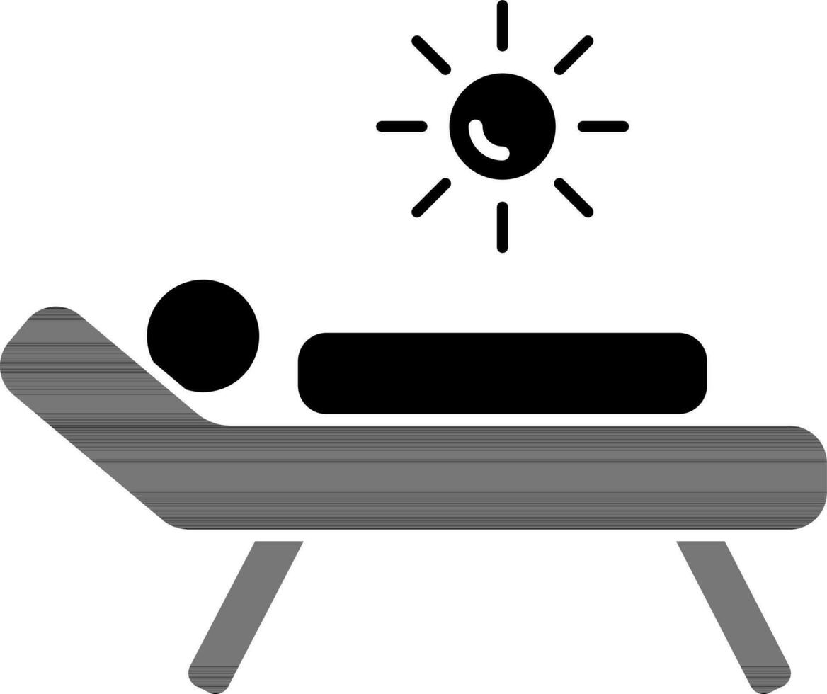 Illustration of man sunbathing glyph icon. vector