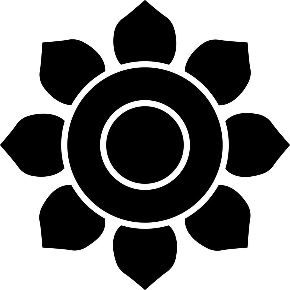 black and white flower icon in flat style. vector