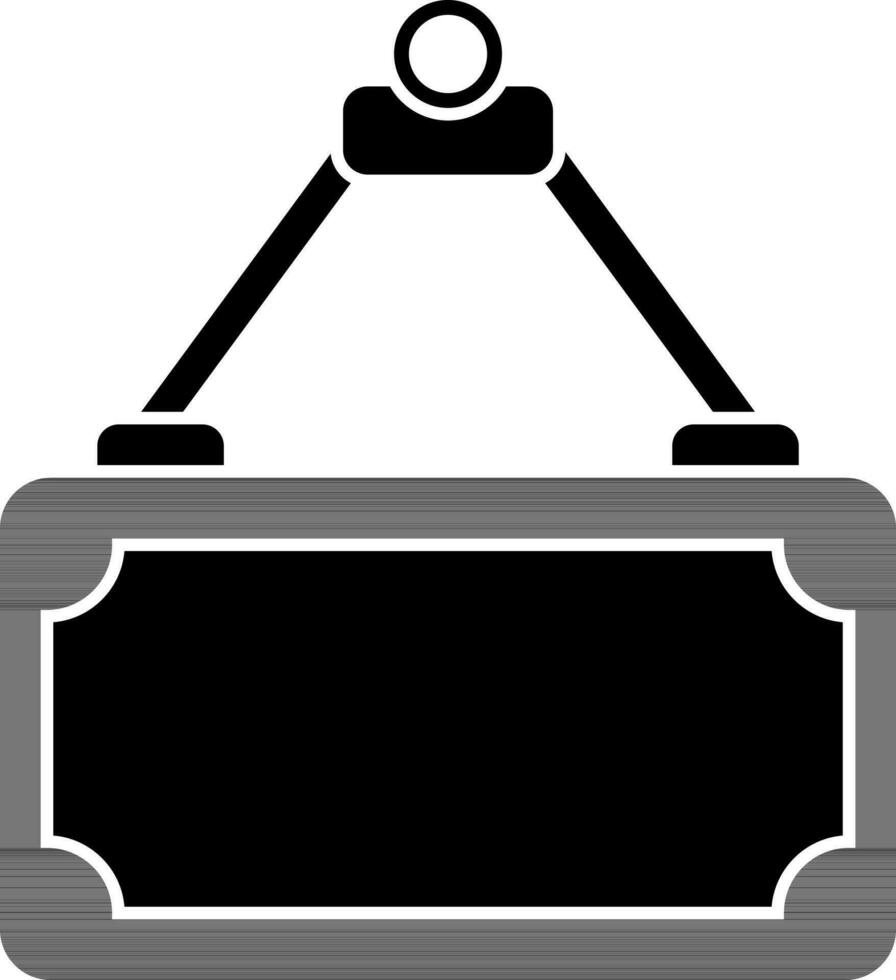 Hanging signboard icon in black and white color. vector
