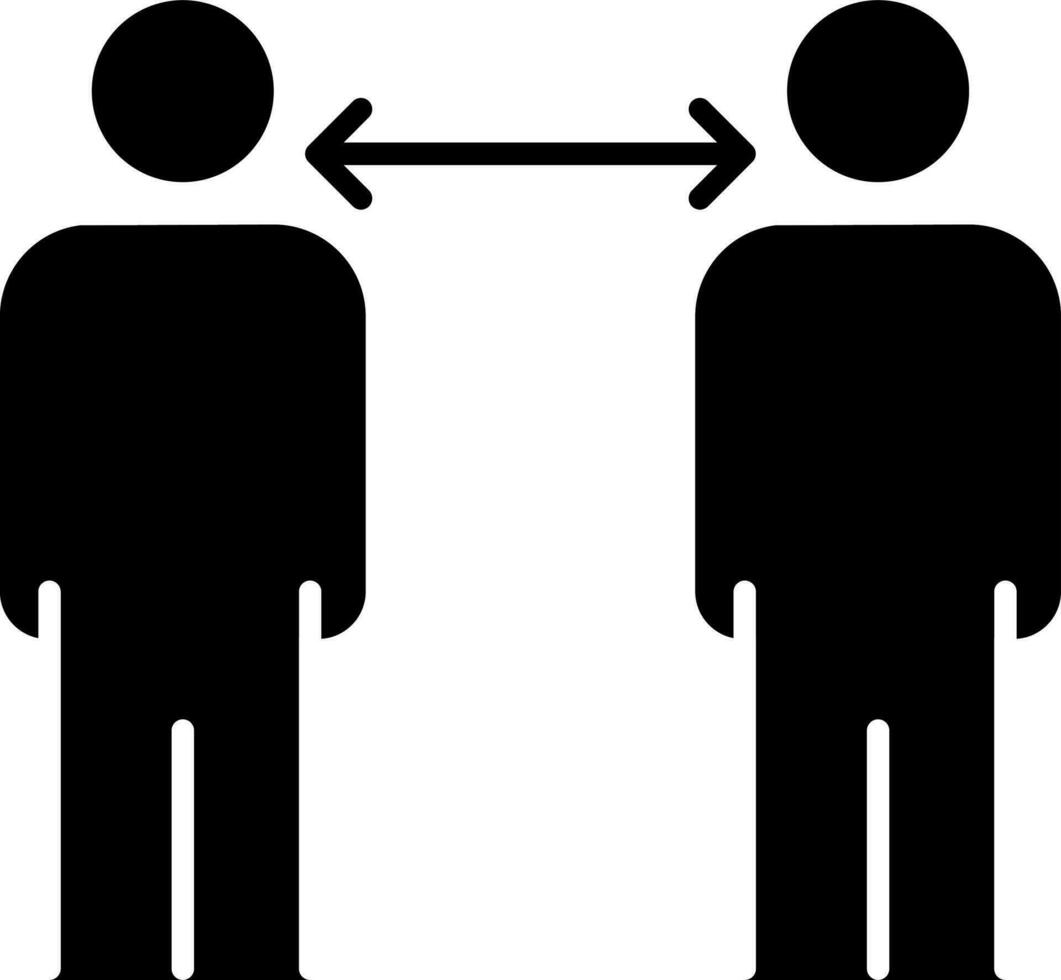 Two Man Standing with Social Distancing glyph icon. vector