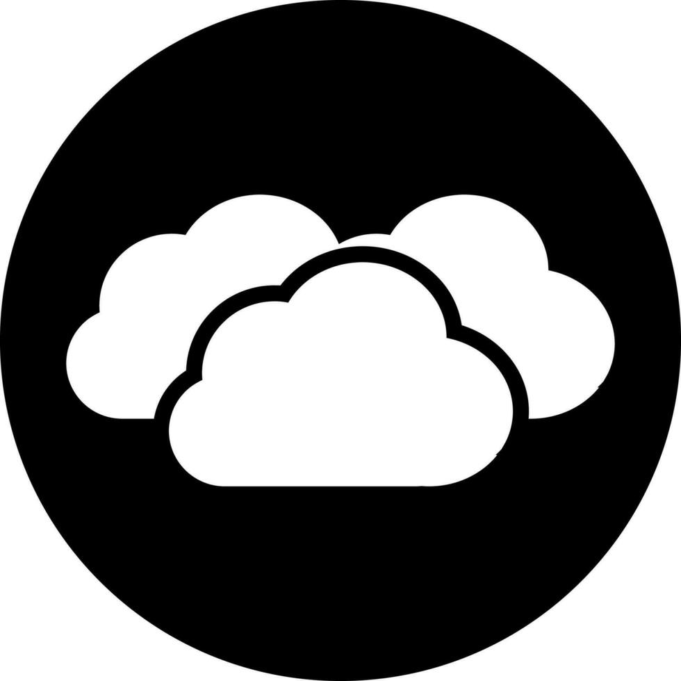 blanco nubes icono en negro circulo antecedentes. vector