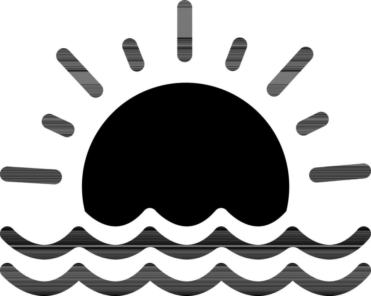 Sunrise or Sunset icon in black and white color. vector