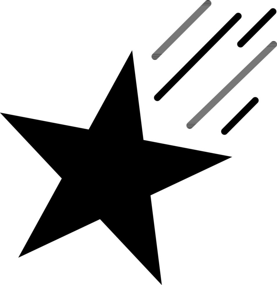 Falling star icon in black color. vector
