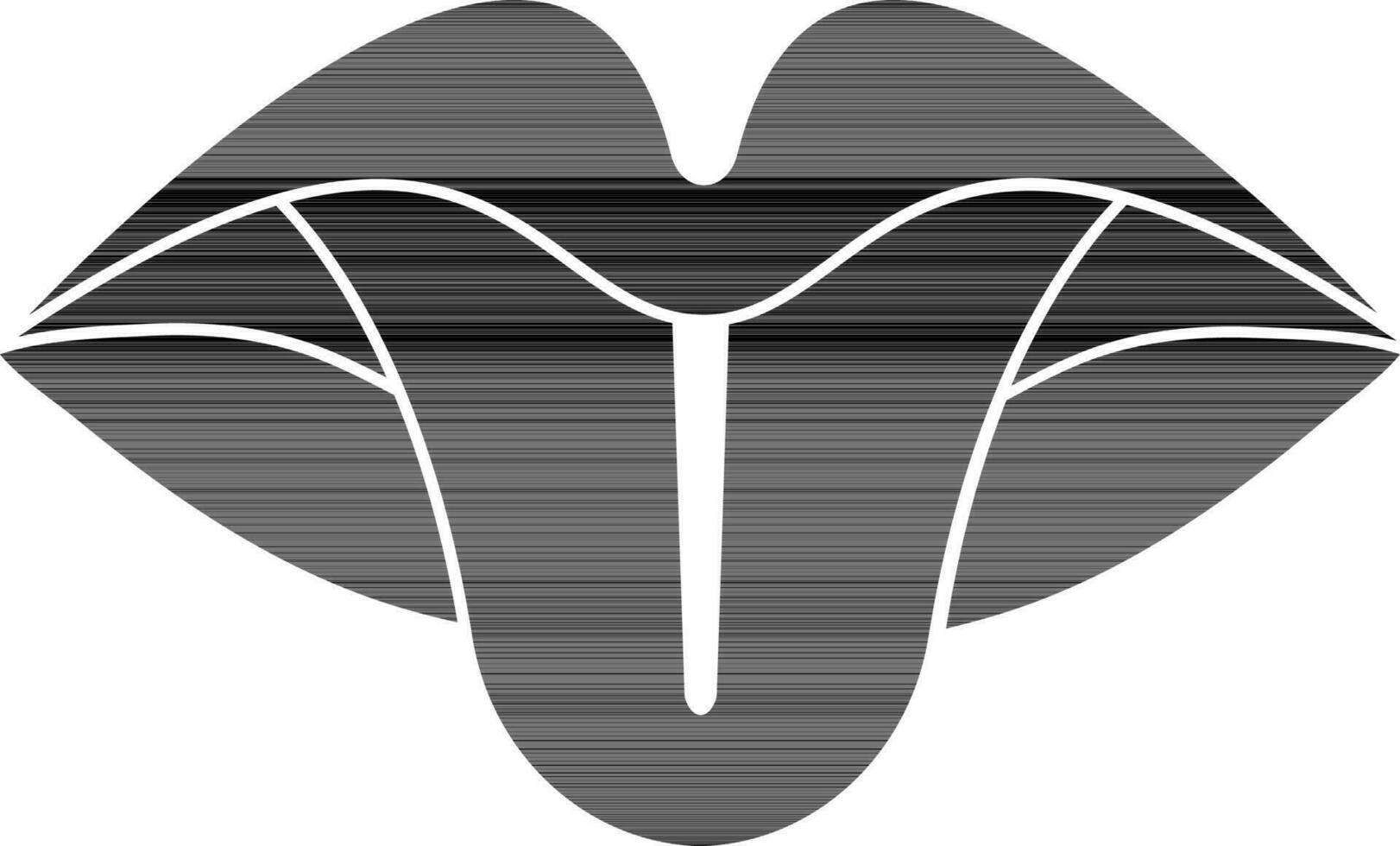 black and white tongue in flat style. vector